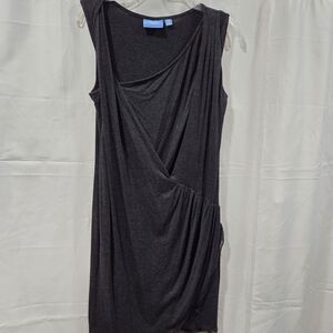 Simply Vera Vera Wang Charcoal Grey Sleeveless Faux Wrap Dress Sz M Whimsigoth